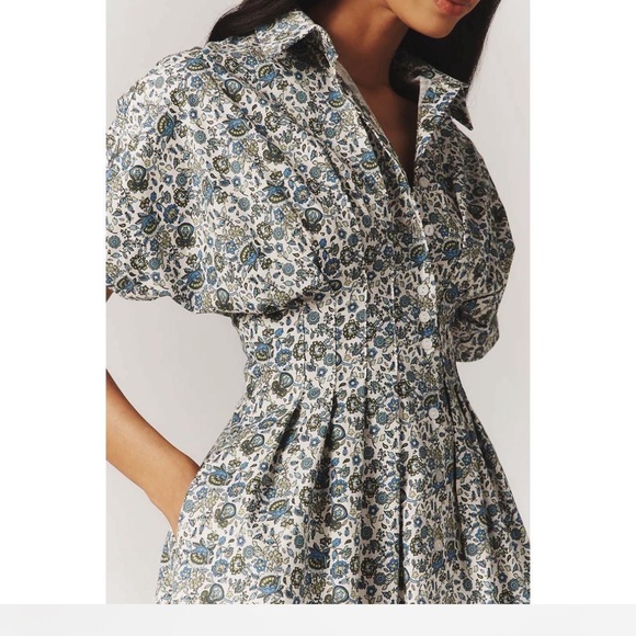 Exquise x Anthropologie Tobie Mini Shirt Dress in Multi-Floral, Size M (Petite) - Picture 3 of 12